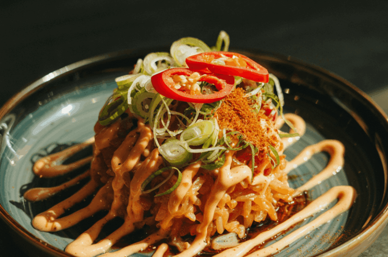 Air Fryer Spicy Salmon Crispy Rice