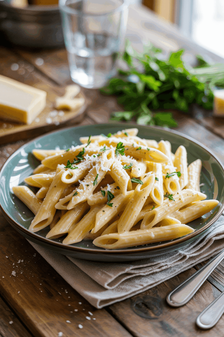 Creamy Garlic Penne Pasta